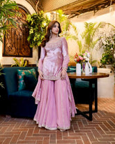 Pretty Pink Organza Sequence Work Sharara Suit